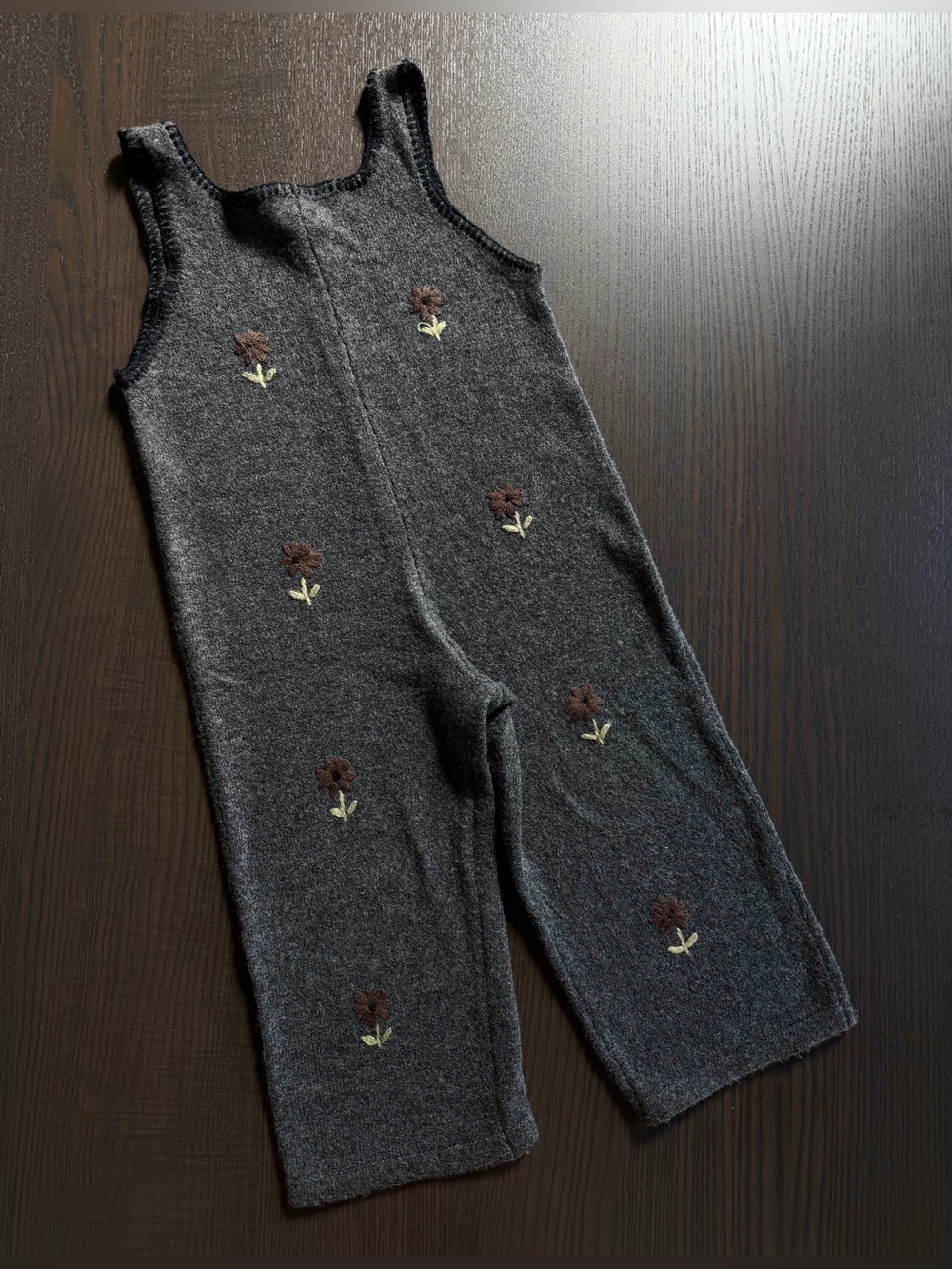 Zara Dark Gray Knit Kids Jumpsuit